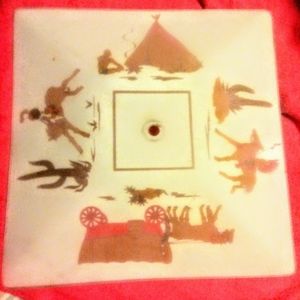 Vintage MGM cowboy indian ceiling light ahade